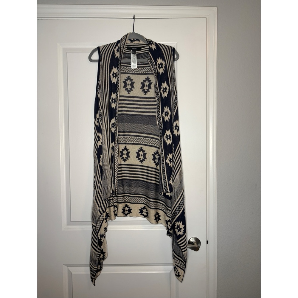 Forever 21 Navy and Cream Striped Knit Vest